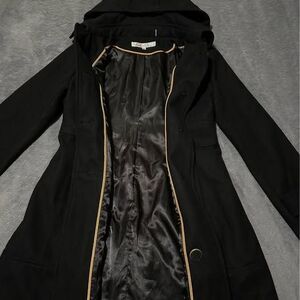 Kenneth Cole New York Women’s Classy Black Hooded Wool Peacoat